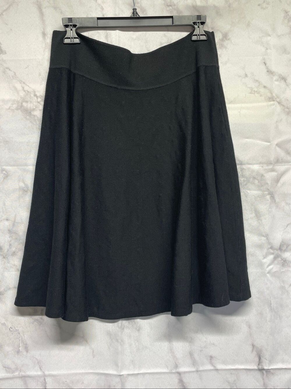 Talbots Collection Petites Skirt Black 100% Merino Wool A-Line Flare Large